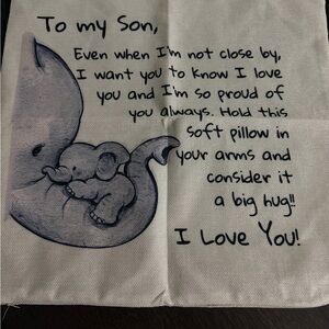 To My Son Elephant Message Throw Pillow - Gray